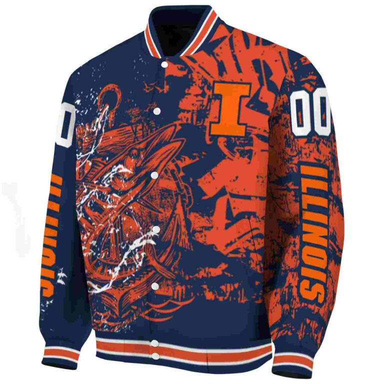 customized illinois fighting illini fishing art blue jacket best selling