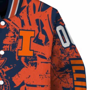 customized illinois fighting illini fishing art blue jacket premium grade