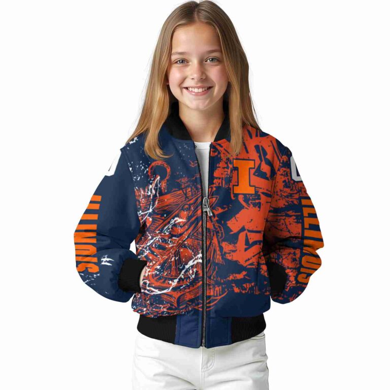 customized illinois fighting illini fishing art blue jacket top rated