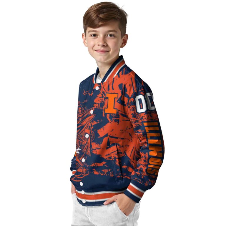 customized illinois fighting illini fishing art blue jacket trendy