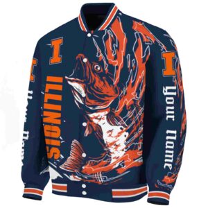 customized illinois fighting illini fishing passion blue white jacket best selling