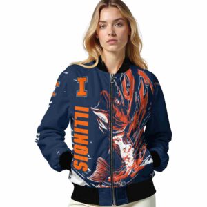 customized illinois fighting illini fishing passion blue white jacket latest model