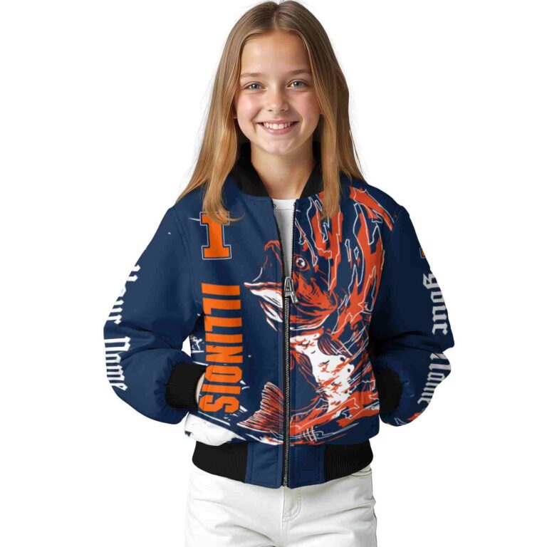 customized illinois fighting illini fishing passion blue white jacket top rated
