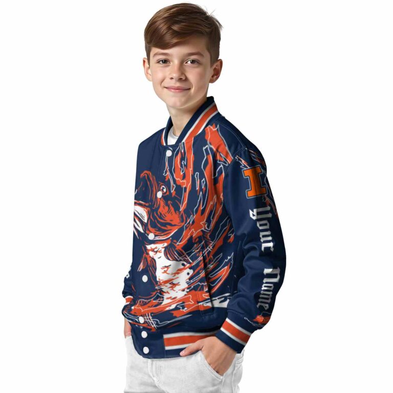 customized illinois fighting illini fishing passion blue white jacket trendy