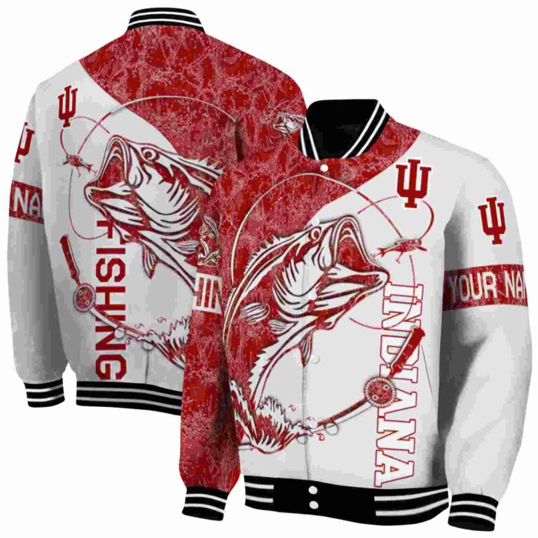 customized indiana hoosiers fishing rod cream jacket fashion forward