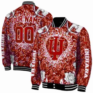 customized indiana hoosiers heart explosion red jacket fashion forward