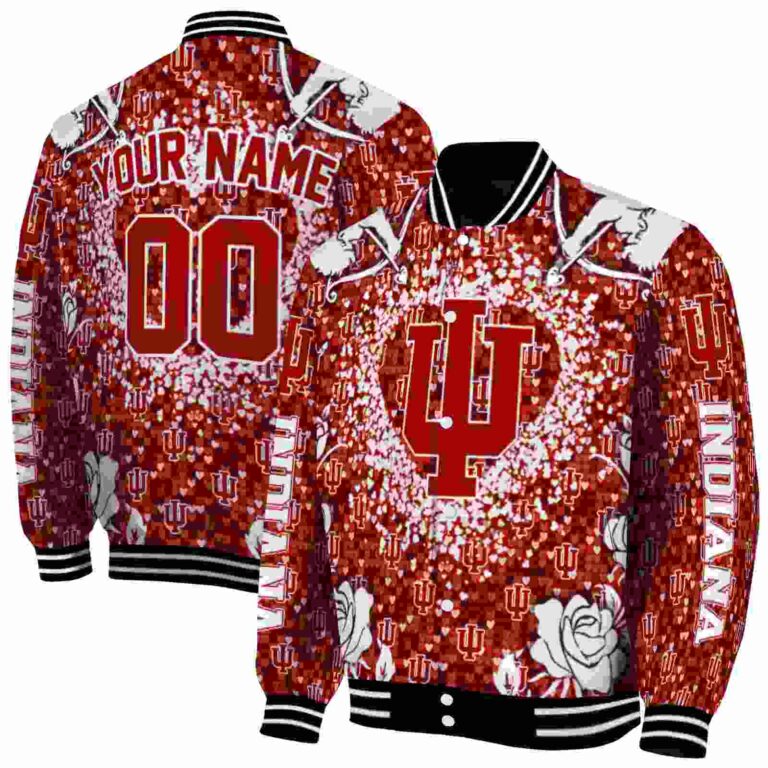 customized indiana hoosiers heart explosion red jacket fashion forward