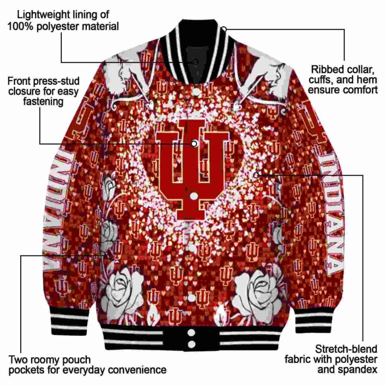 customized indiana hoosiers heart explosion red jacket new arrival