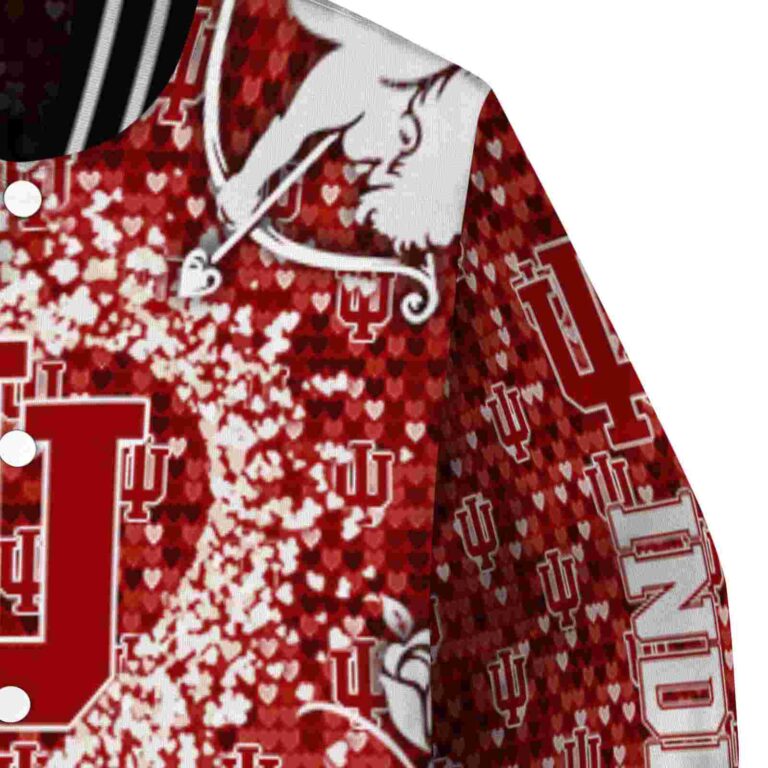 customized indiana hoosiers heart explosion red jacket premium grade