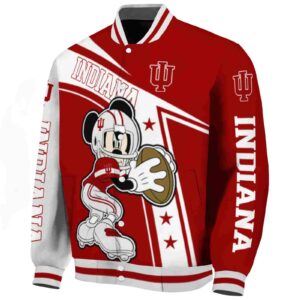 customized indiana hoosiers mickey football red white jacket best selling