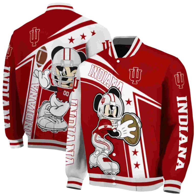 customized indiana hoosiers mickey football red white jacket fashion forward