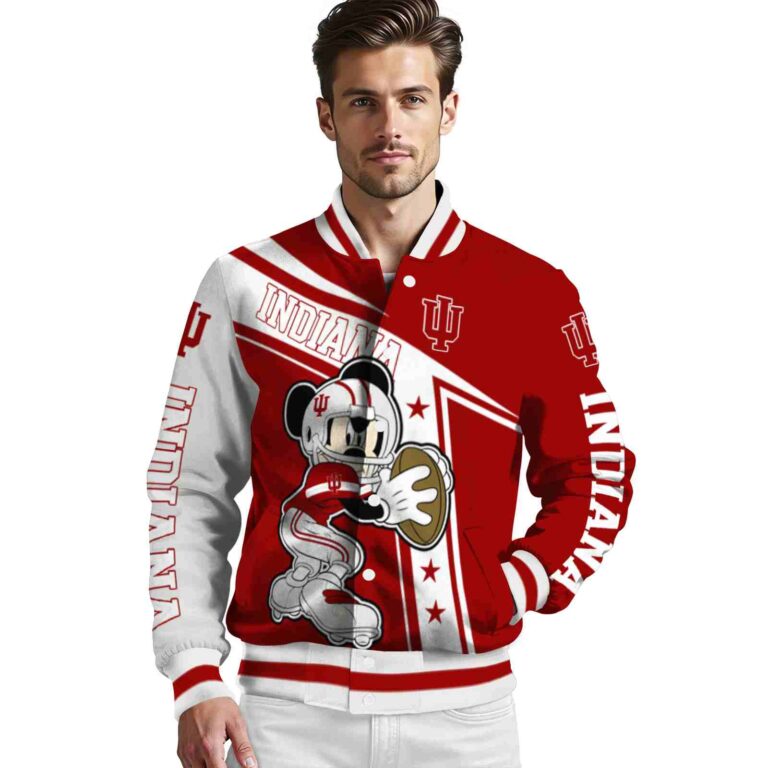 customized indiana hoosiers mickey football red white jacket high quality