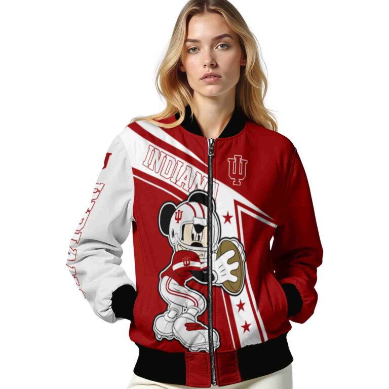 customized indiana hoosiers mickey football red white jacket latest model