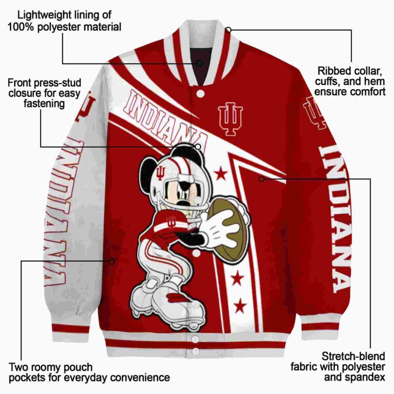 customized indiana hoosiers mickey football red white jacket new arrival