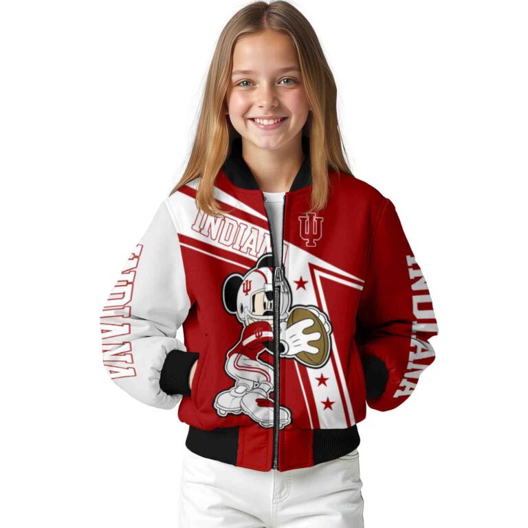 customized indiana hoosiers mickey football red white jacket top rated