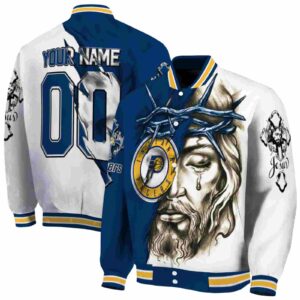 customized indiana pacers jesus tears blue white jacket fashion forward