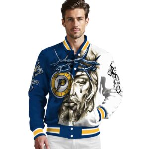 customized indiana pacers jesus tears blue white jacket high quality