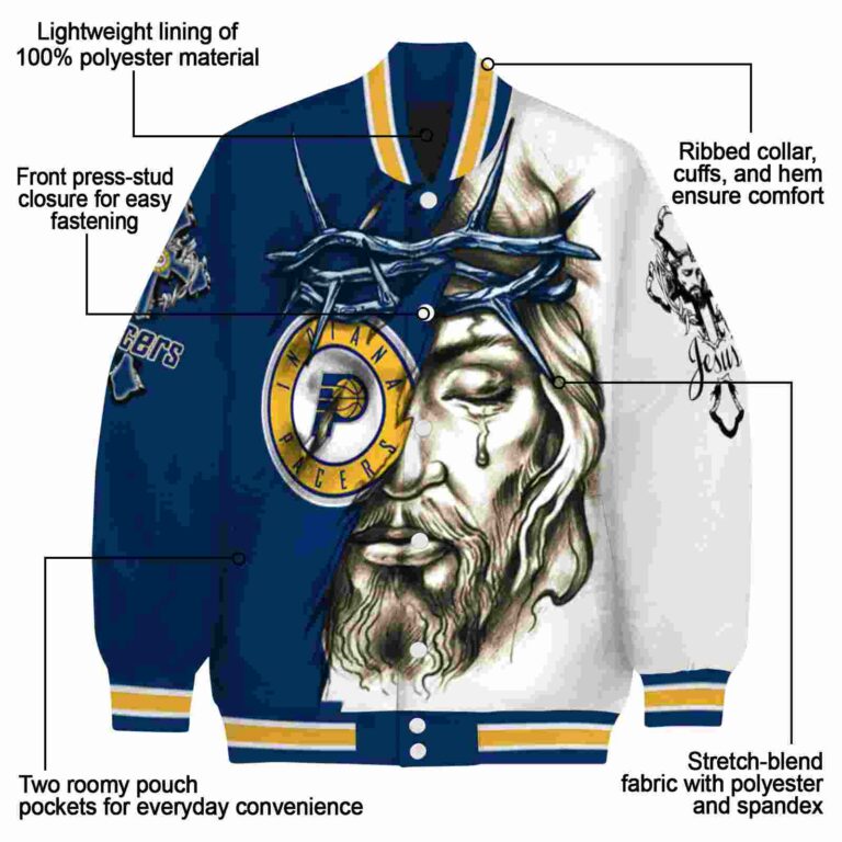 customized indiana pacers jesus tears blue white jacket new arrival