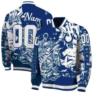 customized indianapolis colts fishing art blue jacket fashion forward