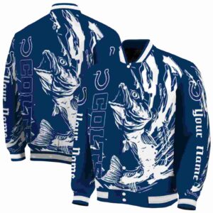 customized indianapolis colts fishing passion blue white jacket fashion forward