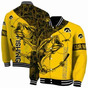 customized iowa hawkeyes fishing rod gold jacket fashion forward