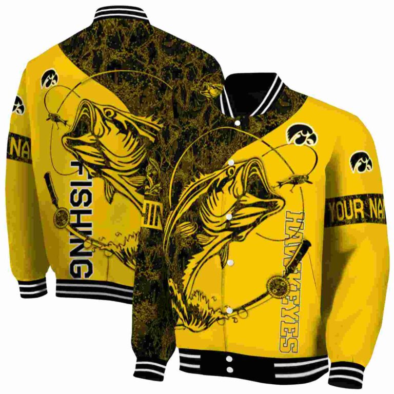 customized iowa hawkeyes fishing rod gold jacket fashion forward