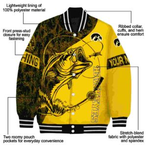 customized iowa hawkeyes fishing rod gold jacket new arrival