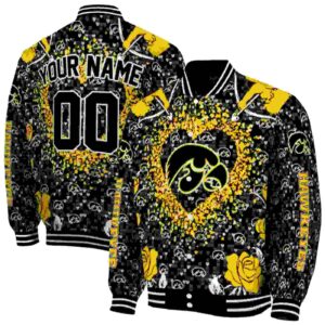 customized iowa hawkeyes heart explosion black jacket fashion forward