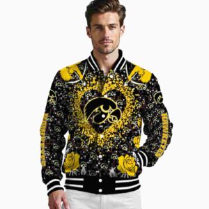 customized iowa hawkeyes heart explosion black jacket high quality