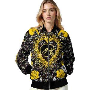 customized iowa hawkeyes heart explosion black jacket latest model