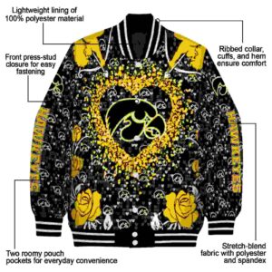 customized iowa hawkeyes heart explosion black jacket new arrival