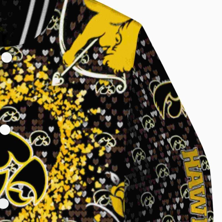 customized iowa hawkeyes heart explosion black jacket premium grade