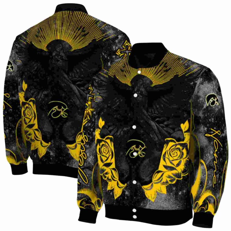 customized iowa hawkeyes praying hands black jacket fashion forward