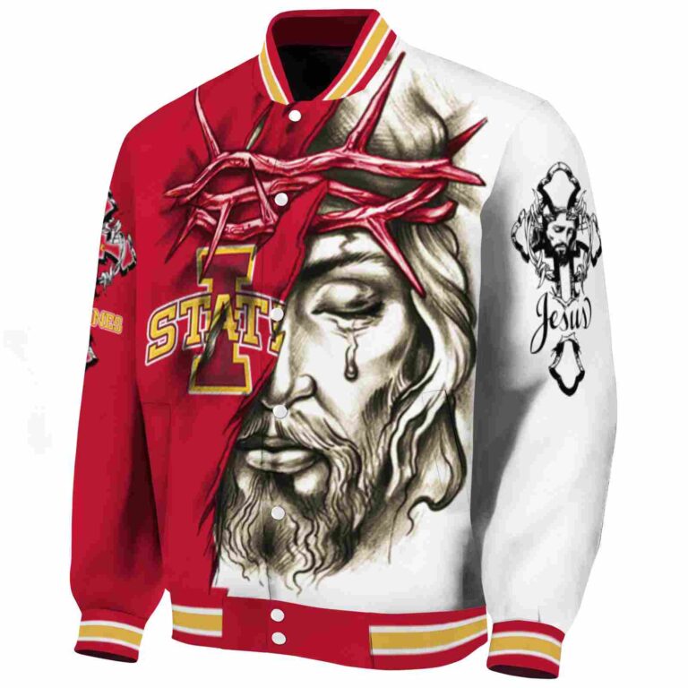 customized iowa state cyclones jesus tears red white jacket best selling