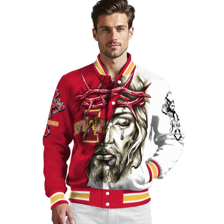 customized iowa state cyclones jesus tears red white jacket high quality