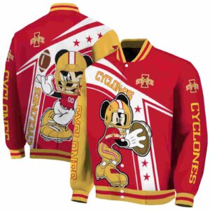 customized iowa state cyclones mickey football red white jacket fashion forward