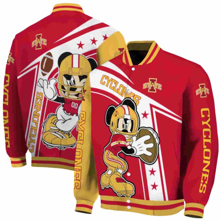 customized iowa state cyclones mickey football red white jacket fashion forward