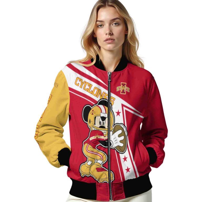 customized iowa state cyclones mickey football red white jacket latest model