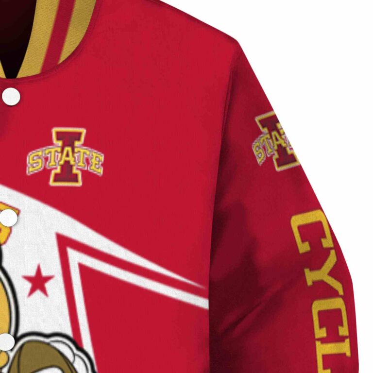 customized iowa state cyclones mickey football red white jacket premium grade