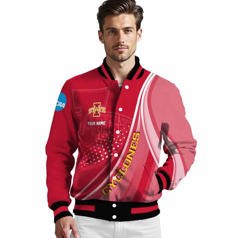 customized iowa state cyclones wave patterns red jacket high quality
