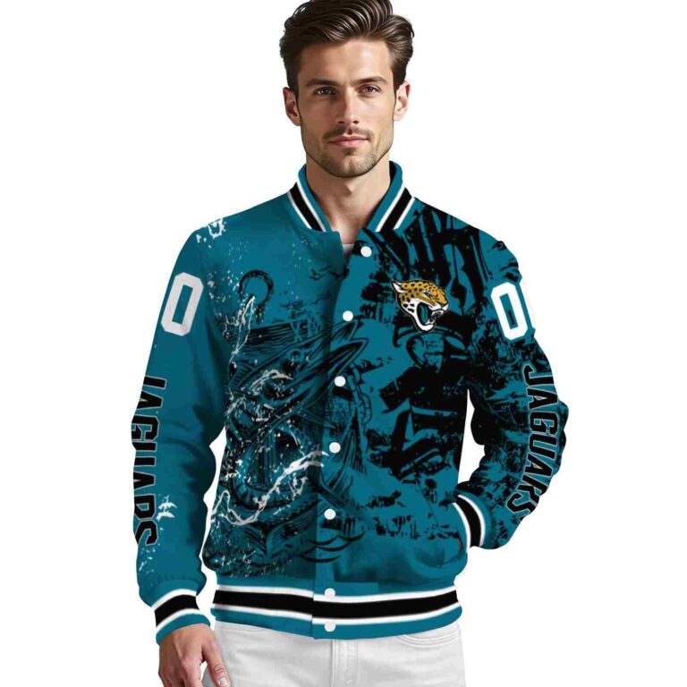 customized jacksonville jaguars fishing art teal jacket high quality