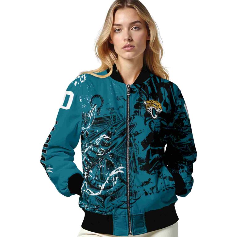 customized jacksonville jaguars fishing art teal jacket latest model