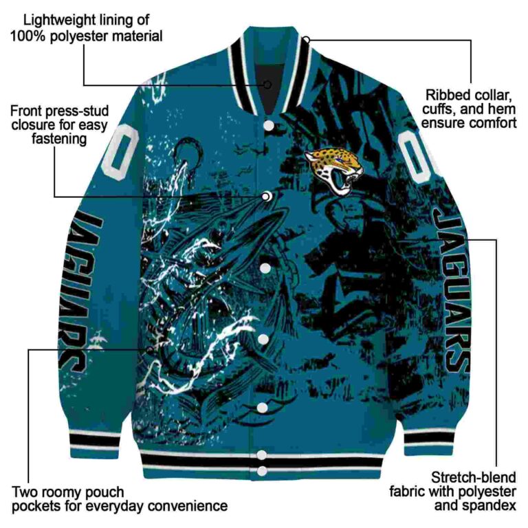 customized jacksonville jaguars fishing art teal jacket new arrival