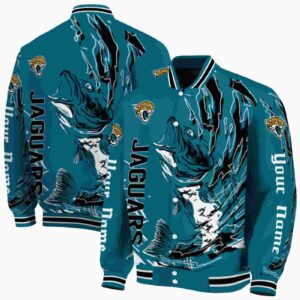 customized jacksonville jaguars fishing passion teal white jacket fashion forward