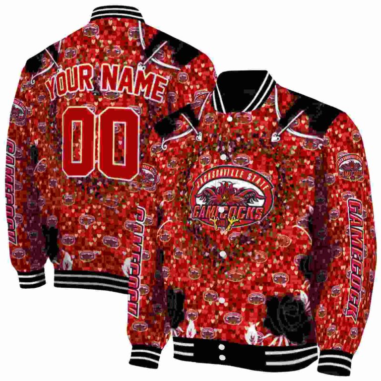customized jacksonville state gamecocks heart explosion red jacket fashion forward