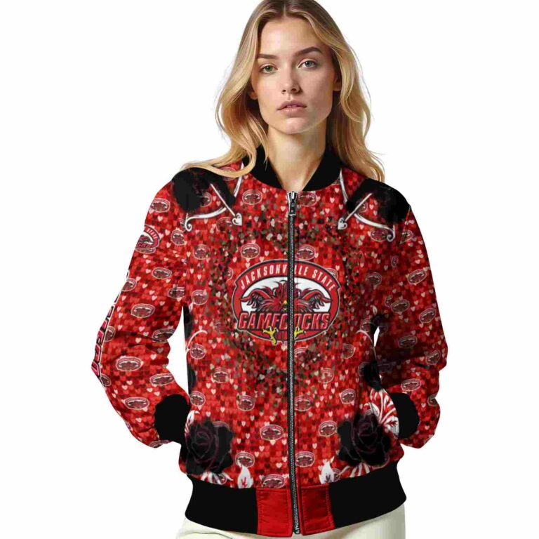 customized jacksonville state gamecocks heart explosion red jacket latest model