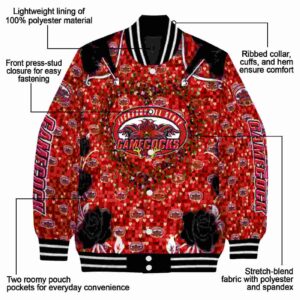 customized jacksonville state gamecocks heart explosion red jacket new arrival