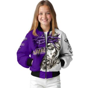 customized james madison dukes jesus tears purple white jacket top rated