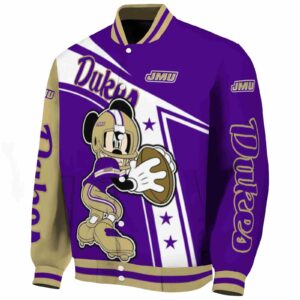 customized james madison dukes mickey football purple white jacket best selling