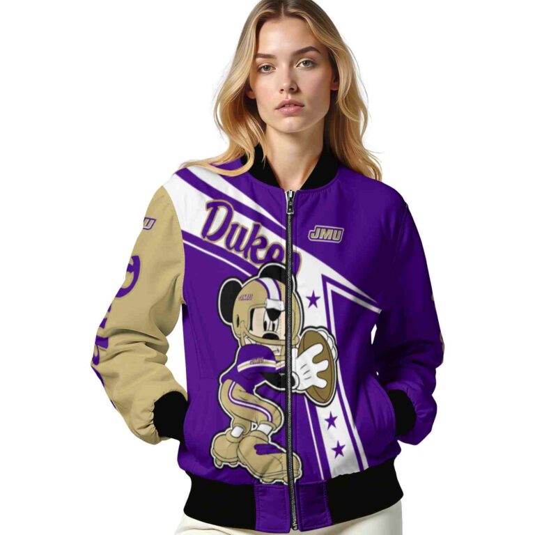 customized james madison dukes mickey football purple white jacket latest model